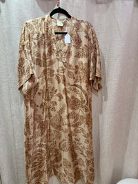 Robe longue en soie beige et marron Momoni T.XL 17/06