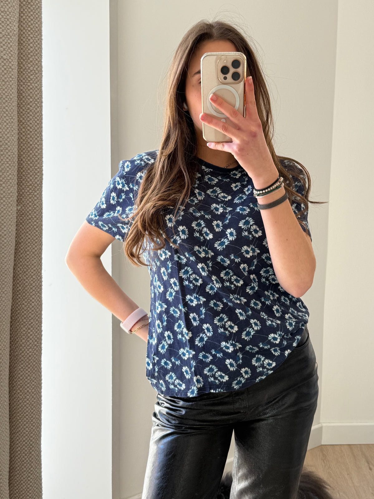 Gérard Darel - T-shirt bleu fleurs - T.XL