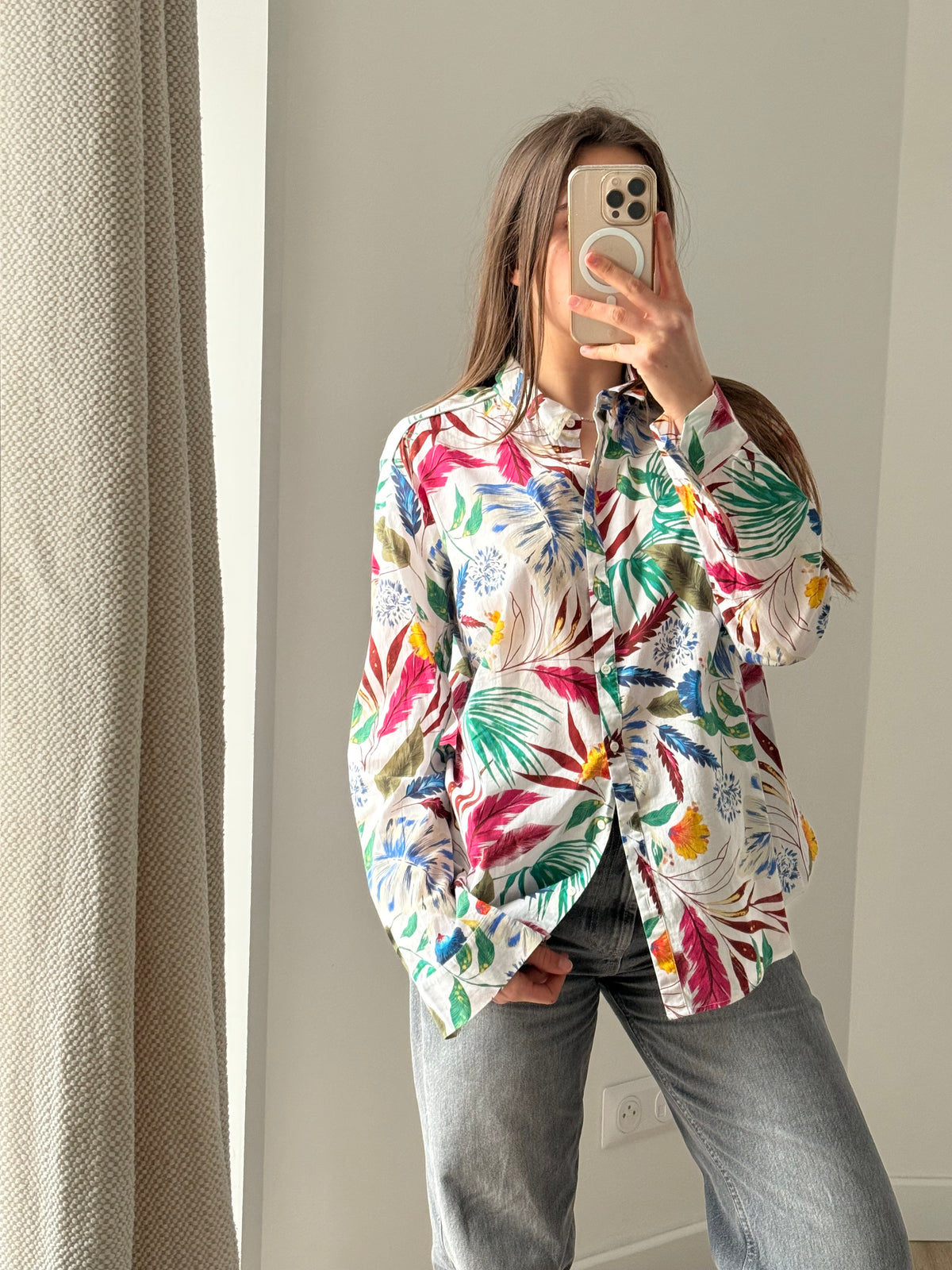 One Step - Chemise blanche fleurs multicolores - blanc fleurs multi - 44