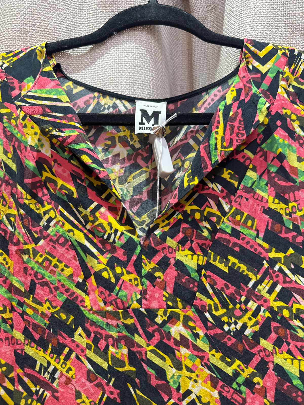 Missoni Robe rose et verte soie T.36
