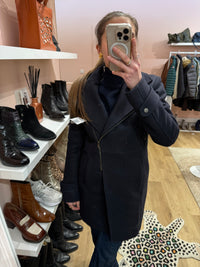 Manteau bleu foncé T.S/M laine