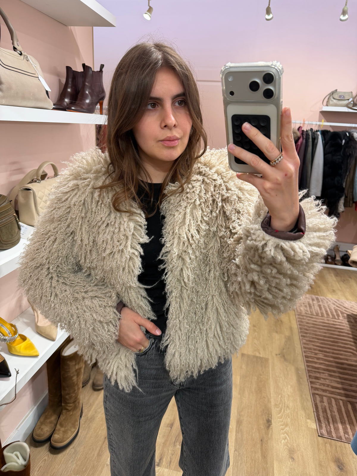 Veste beige à froufrous Grugmama T.S 20/09