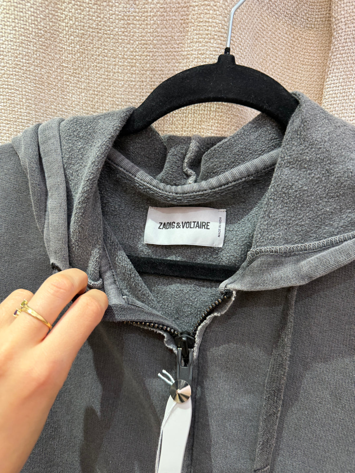 Zadig & Voltaire - Sweat-shirt gris chiné à capuche - T.L 11/09