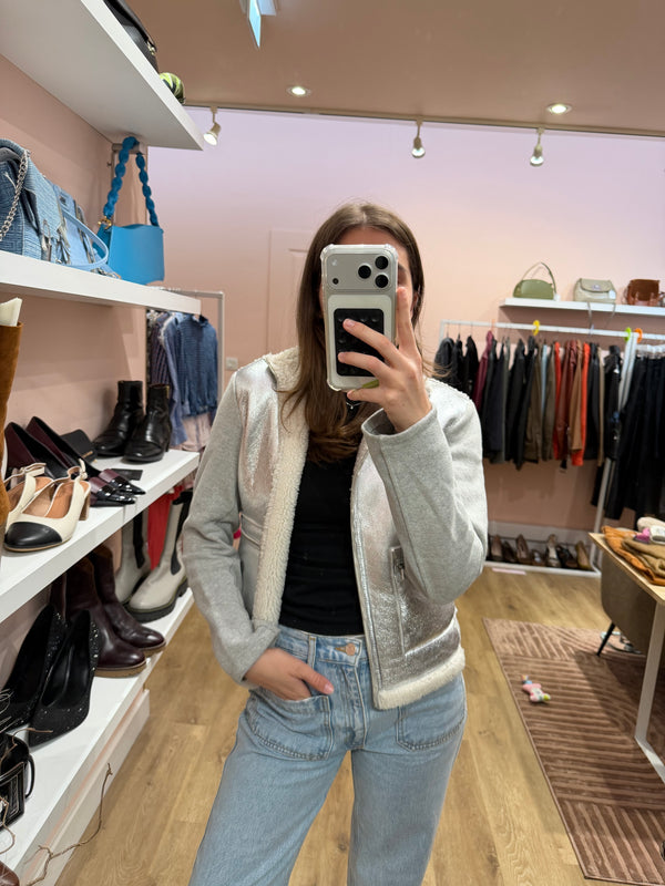 Veste peau lainé argenté Majestic T.S 14/09