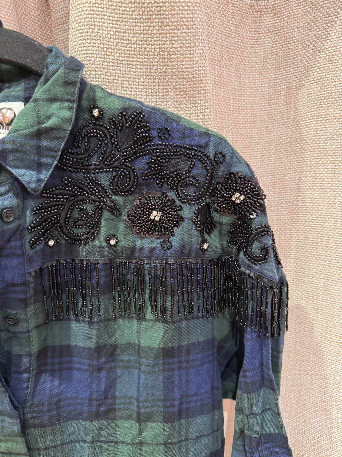 Chemise verte et bleue carreaux Sandro