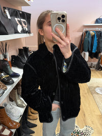 Veste courte velours noir réversible Sandro T.M