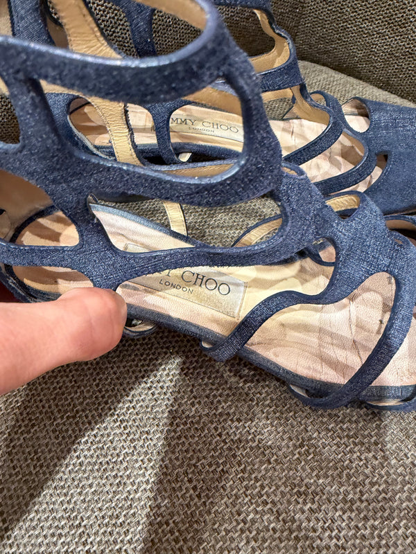 Jimmy Choo - Sandales bleues en jean - T.36,5 01/09