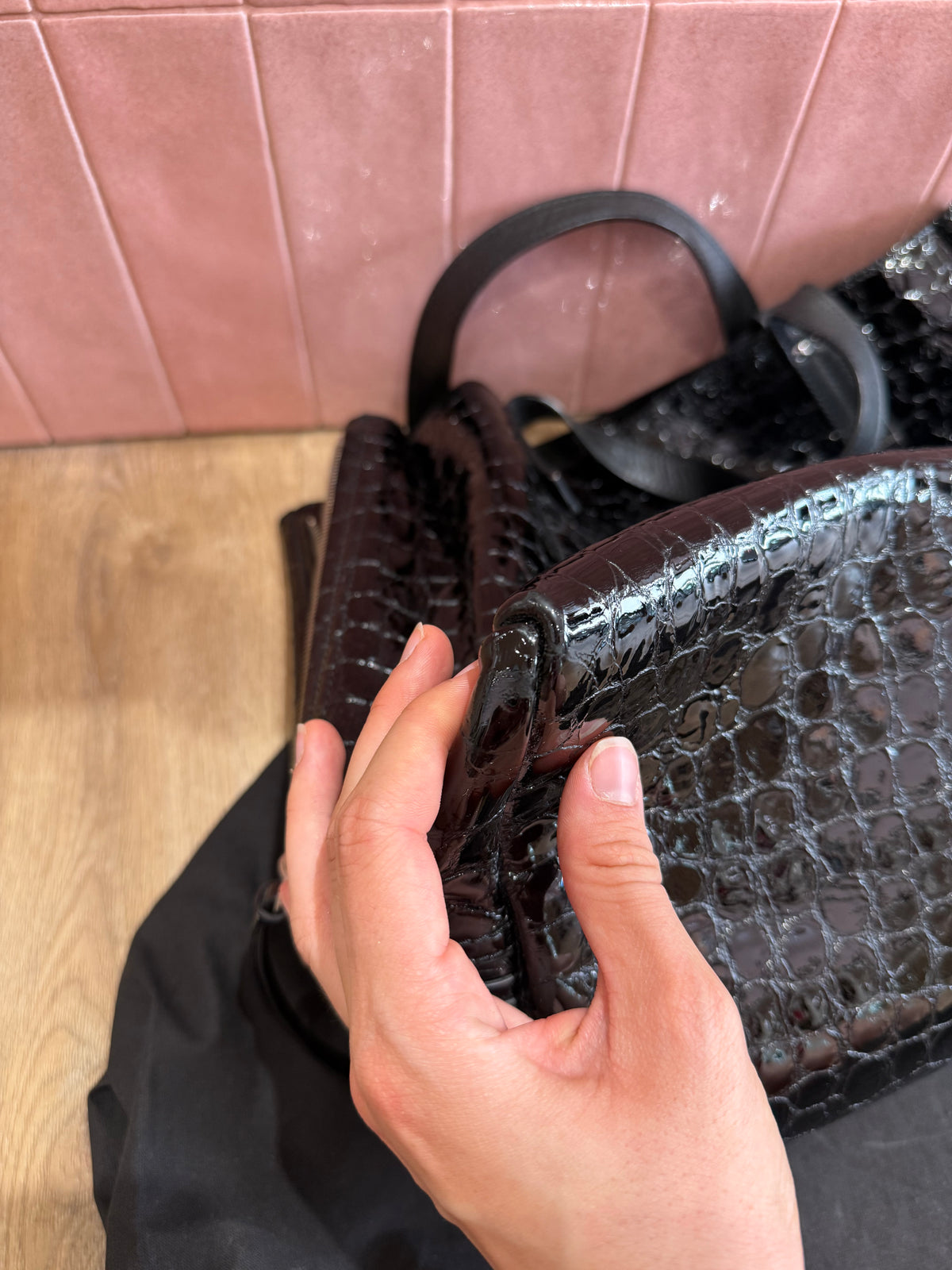 Sac noir croco Jérôme Dreyfuss 24/06