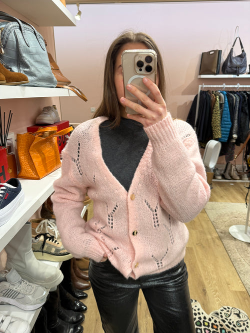 Gilet rose boutons dorés T.U