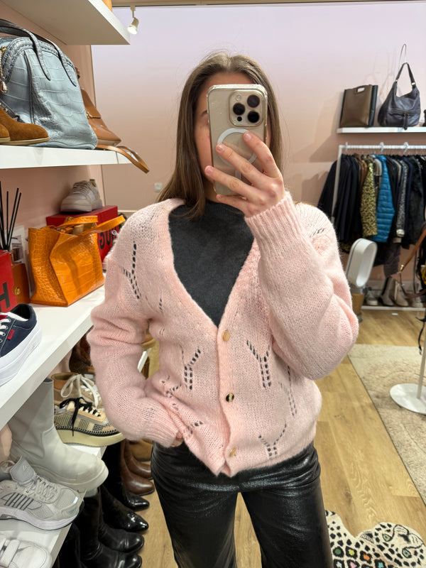 Gilet rose boutons dorés T.U