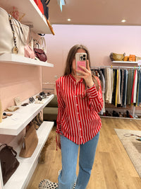 Blouse rouge et blanc rayures T.S 01/07