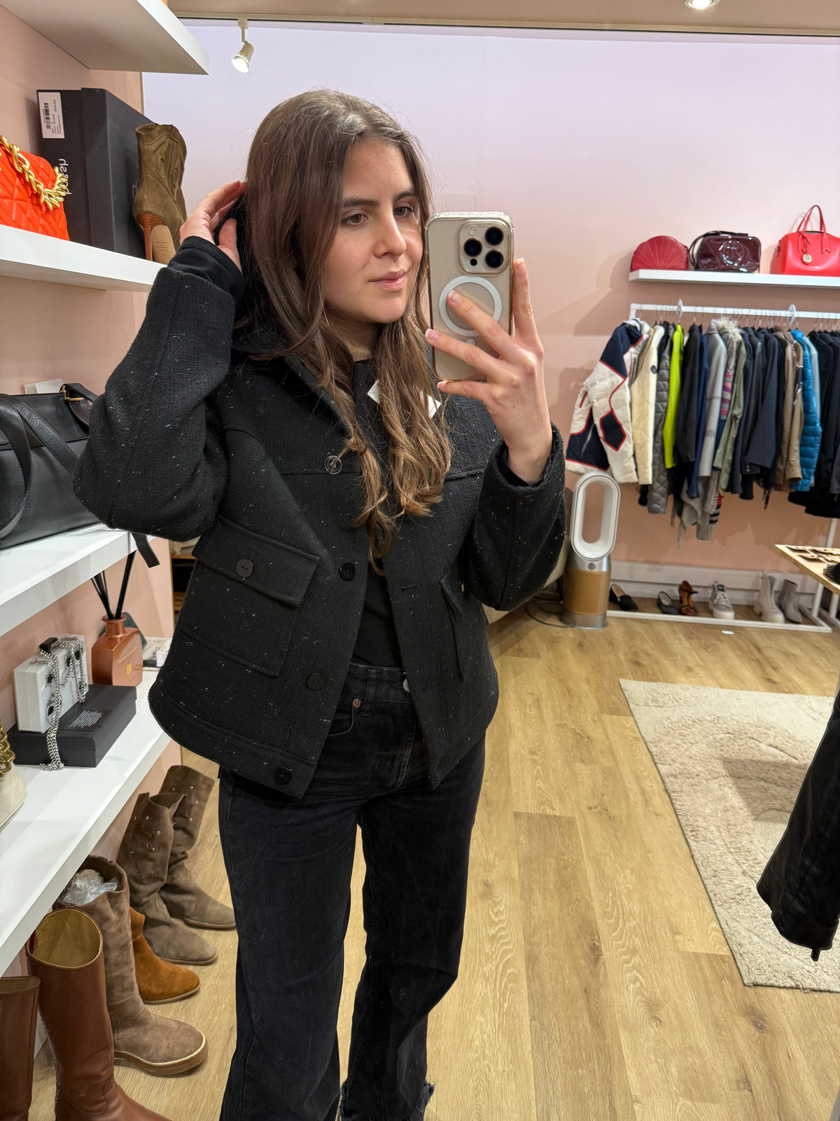 One Step Veste capuche Noire chiné T.S