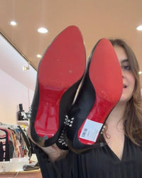 Christian Louboutin - Bottines noires à talons cloutés - T.37 01/09