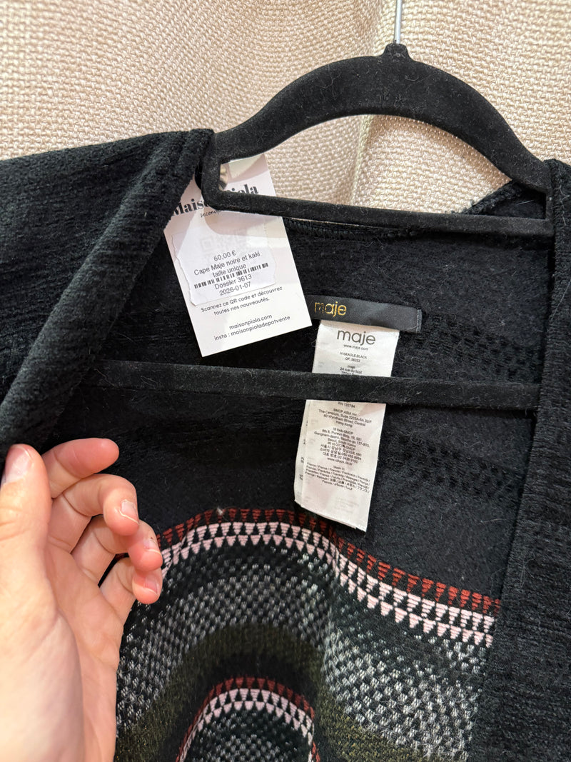 Cape Maje noire et kaki taille unique
