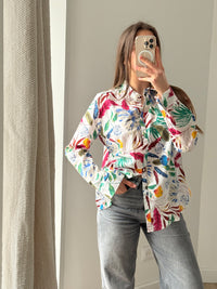 One Step - Chemise blanche fleurs multicolores - blanc fleurs multi - 44