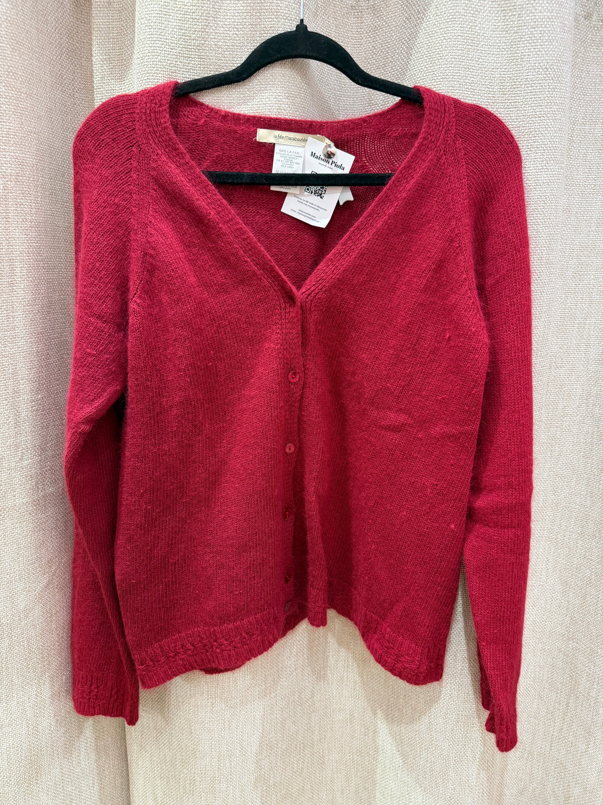 Gilet framboise angora La Fée Maraboutée T.M