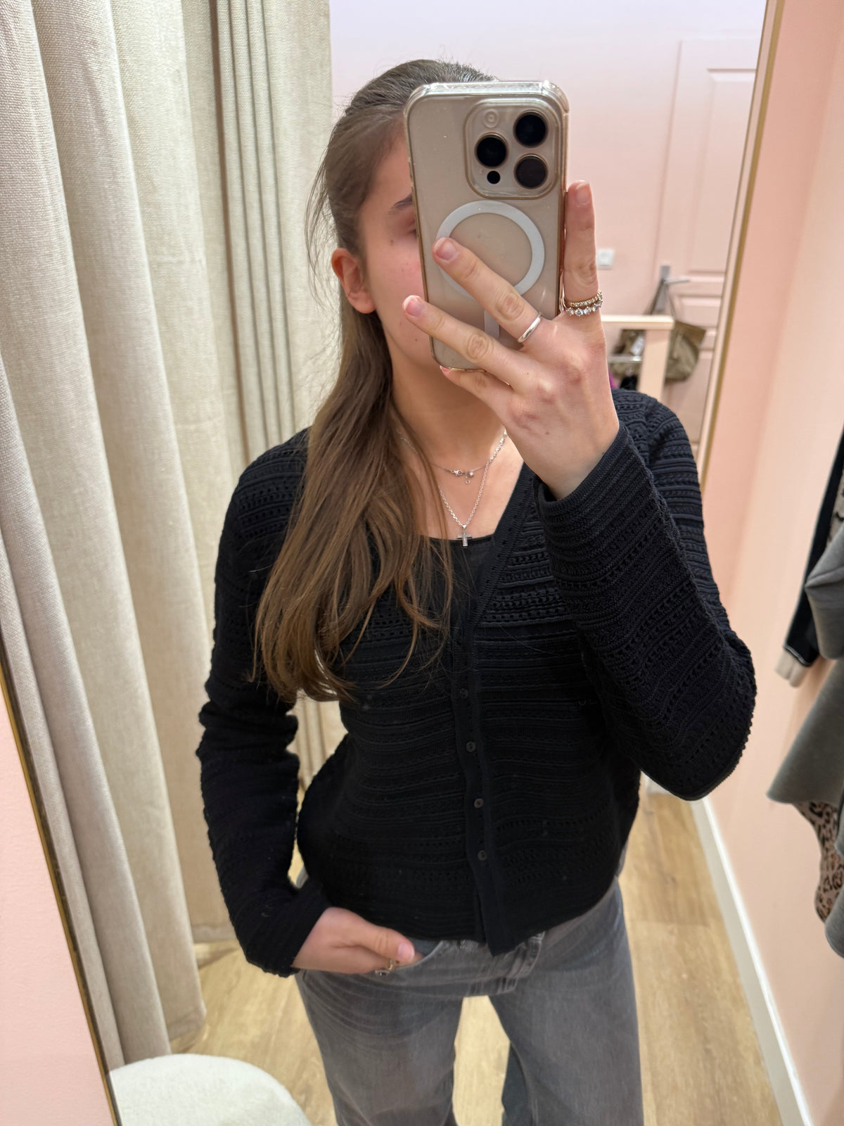 Gilet noir crochet Comptoir des Cotonniers Taille TL