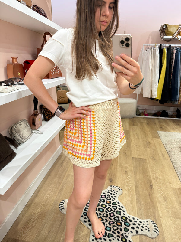 Short beige et rose Sandro crochet 12/07 T.L