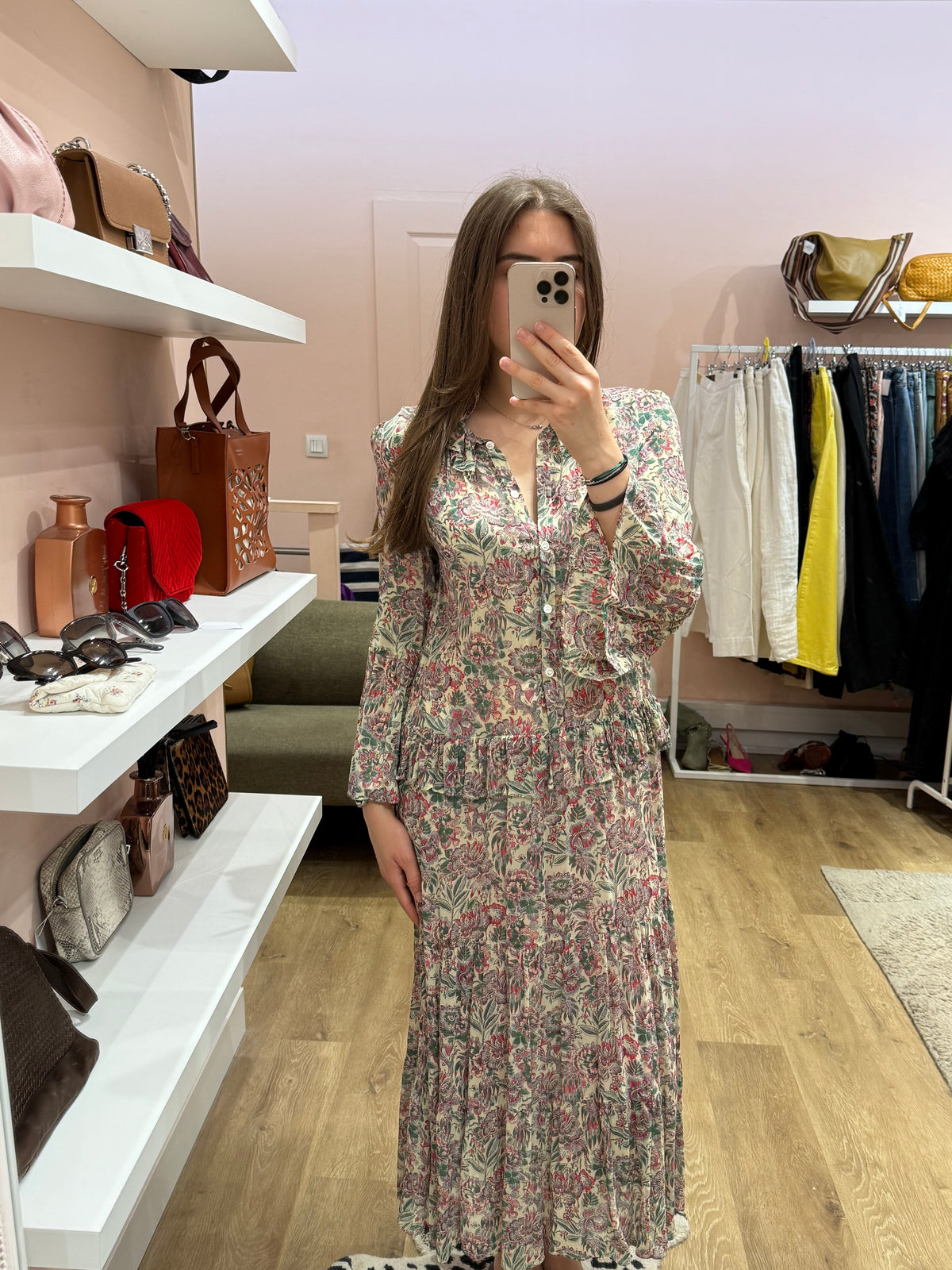 Robe longue beige et rose Vanessa Bruno T.40 12/07