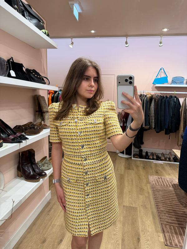 Maje Robe jaune tweed T.36 07/09