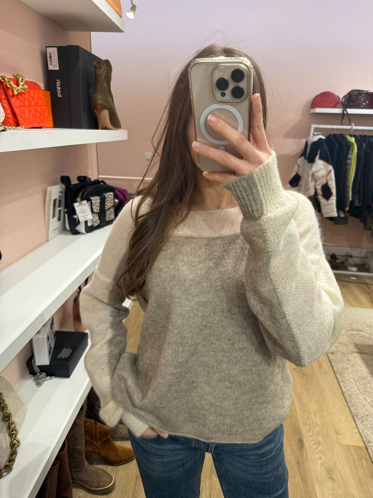 Pull Vanessa Bruno Athé beige et taupe T40