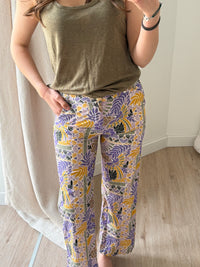 I.Code Jaune et vert Pantalon T.36