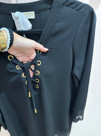 Robe Michael Kors noire à lacet doré T.L