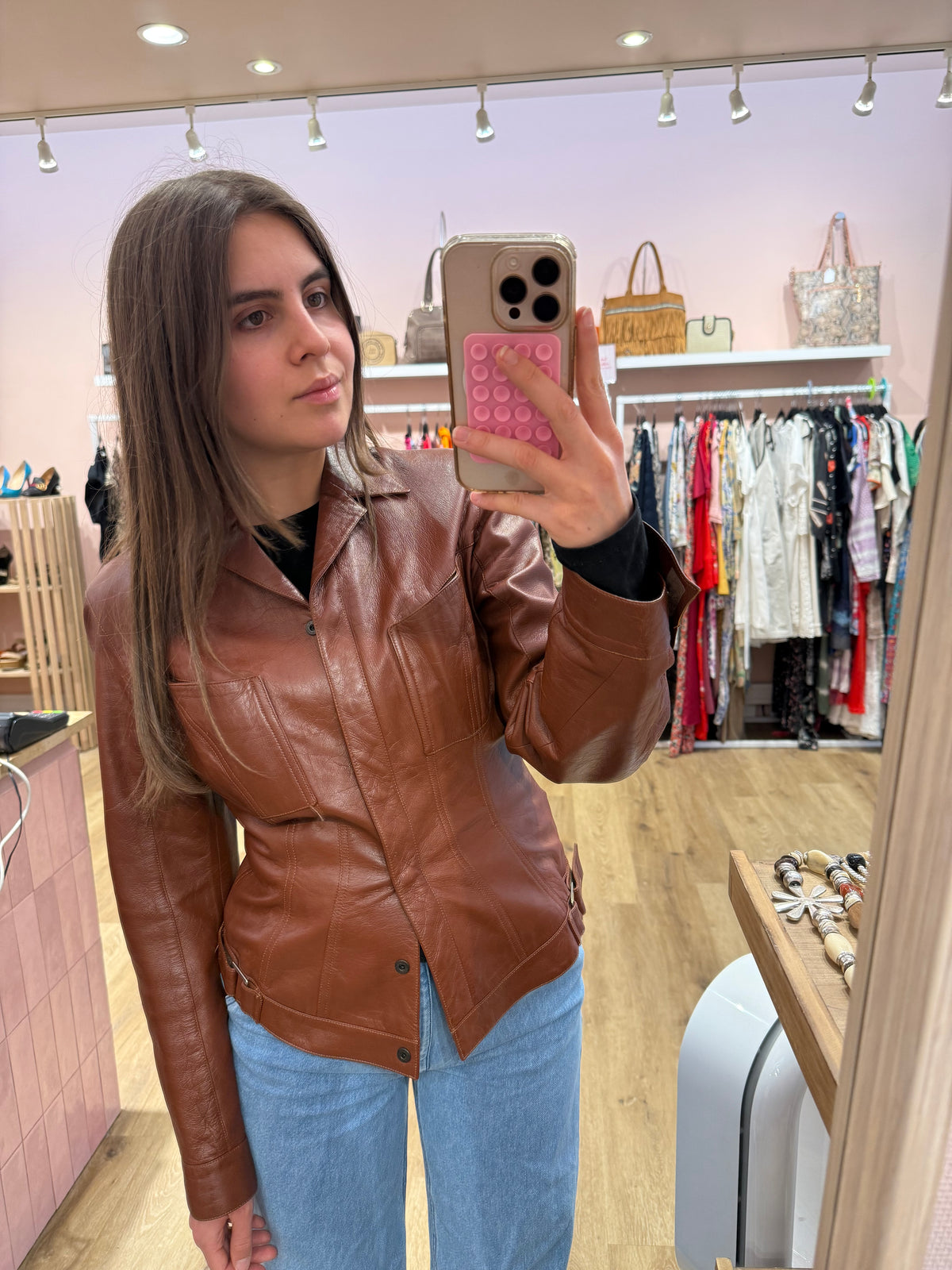 Veste en cuir mugler T.38 07/06