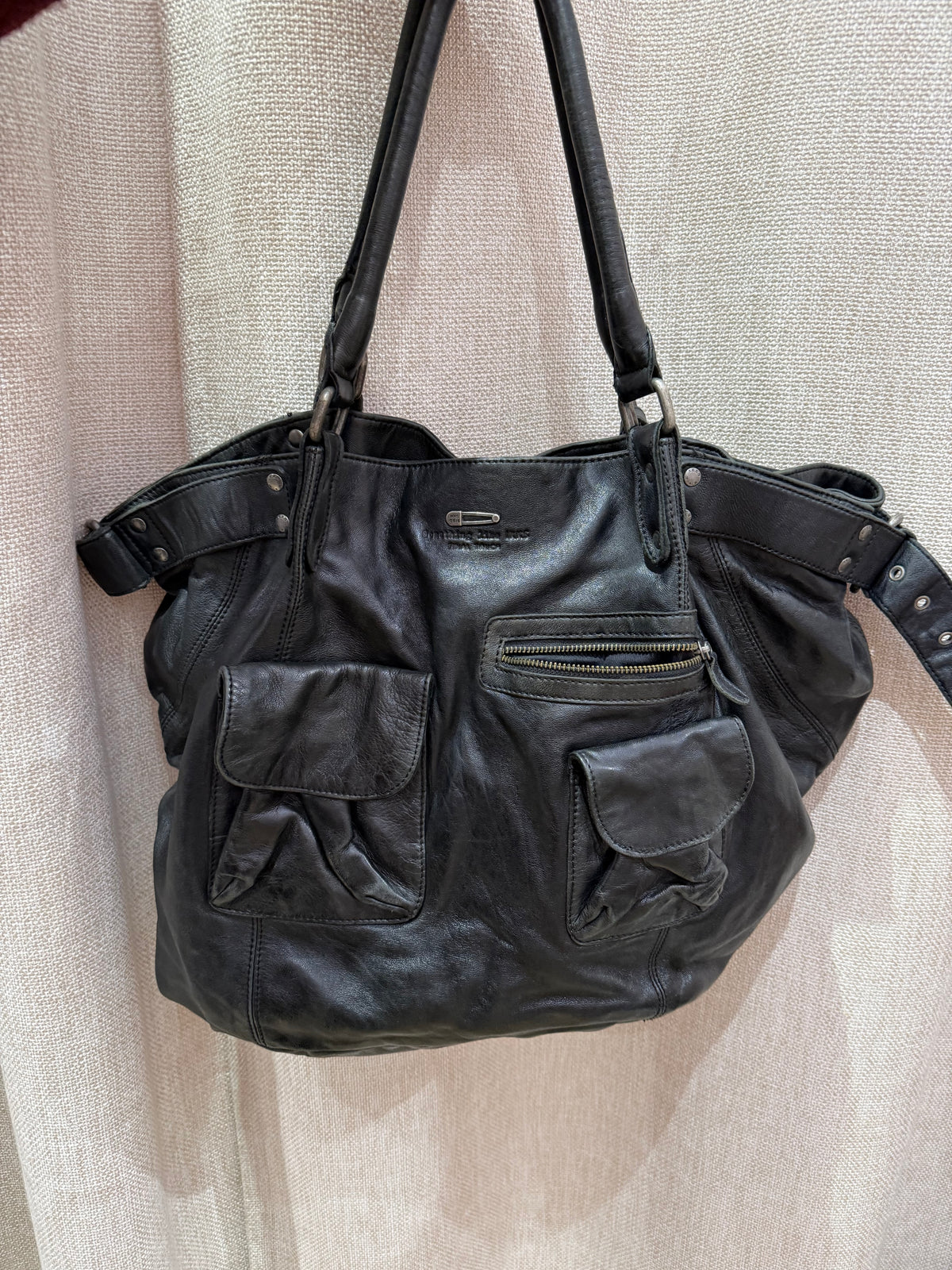 Sac noir cabas cuir IKKS