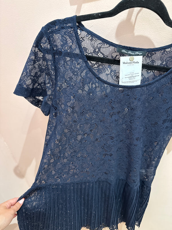 Robe bleu marine dentelle T.40