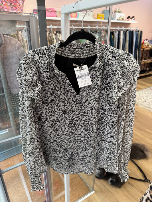 Blouse Blanche fleurs noires Elora 36