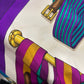 Carré foulard Hermes Les sangles multicolore bords rose fuchsia