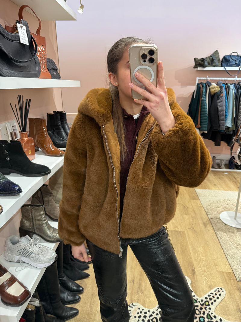 Veste marron Zara T.M fausse fourrure