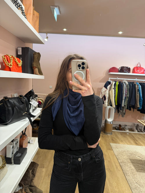 Cecil - Foulard uni bleu marine épais - TU