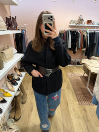 Manteau court noir ceinturé - ba&sh - Taille S 19/09