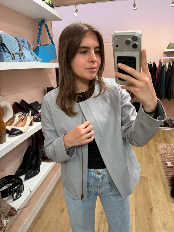 Veste en cuir Gérard Darel grise T.40 14/09
