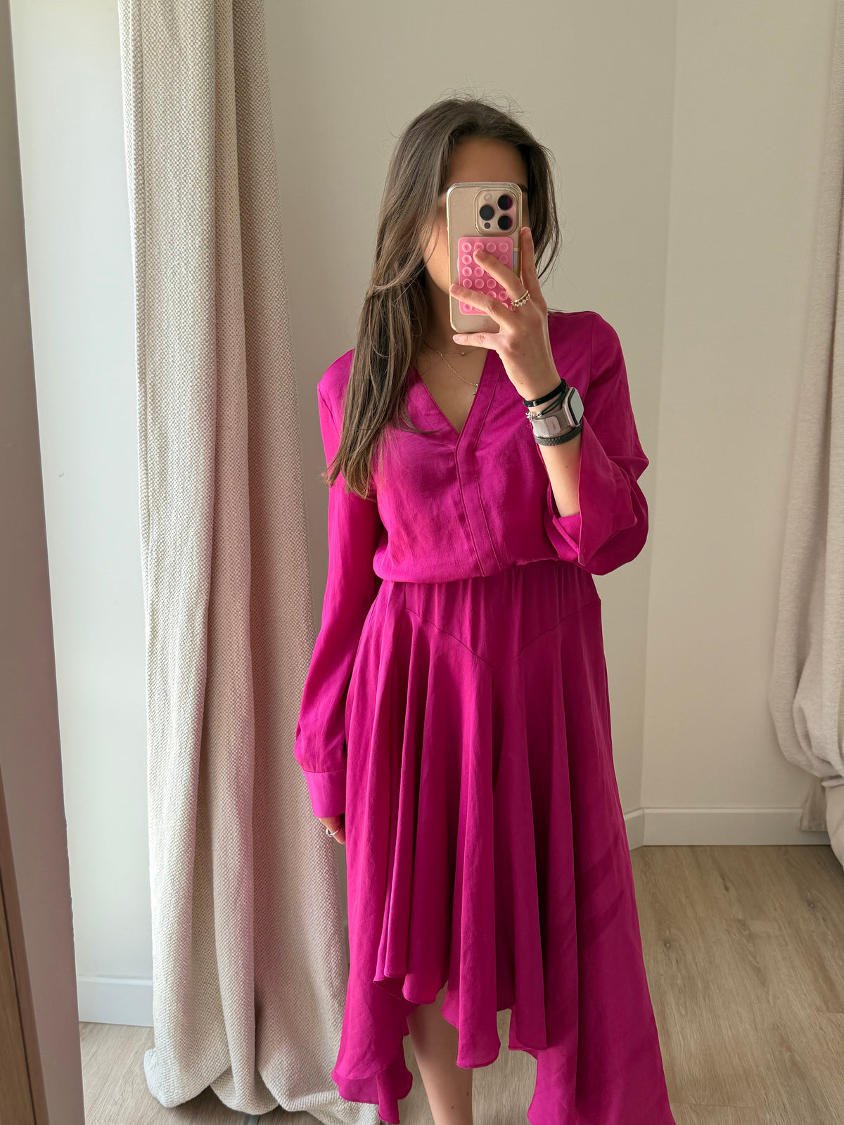Robe rose satin Maje T.L