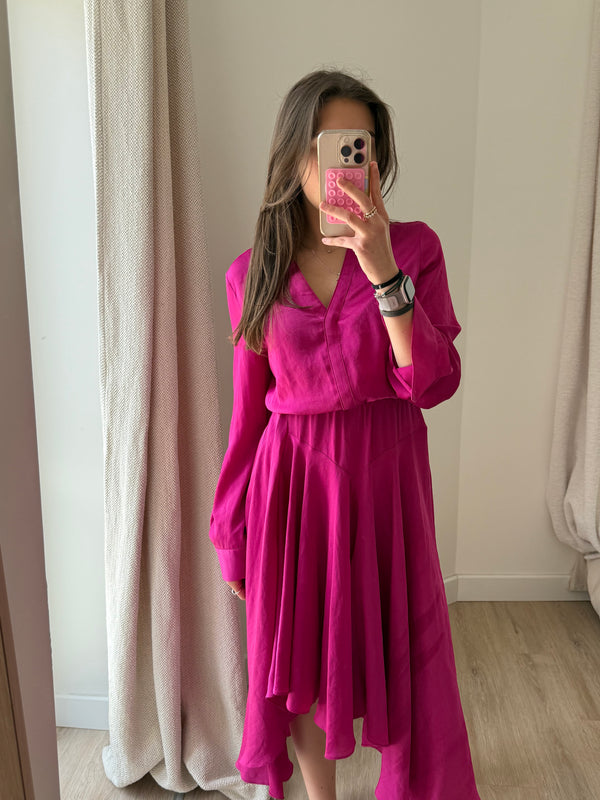 Robe rose satin Maje T.L
