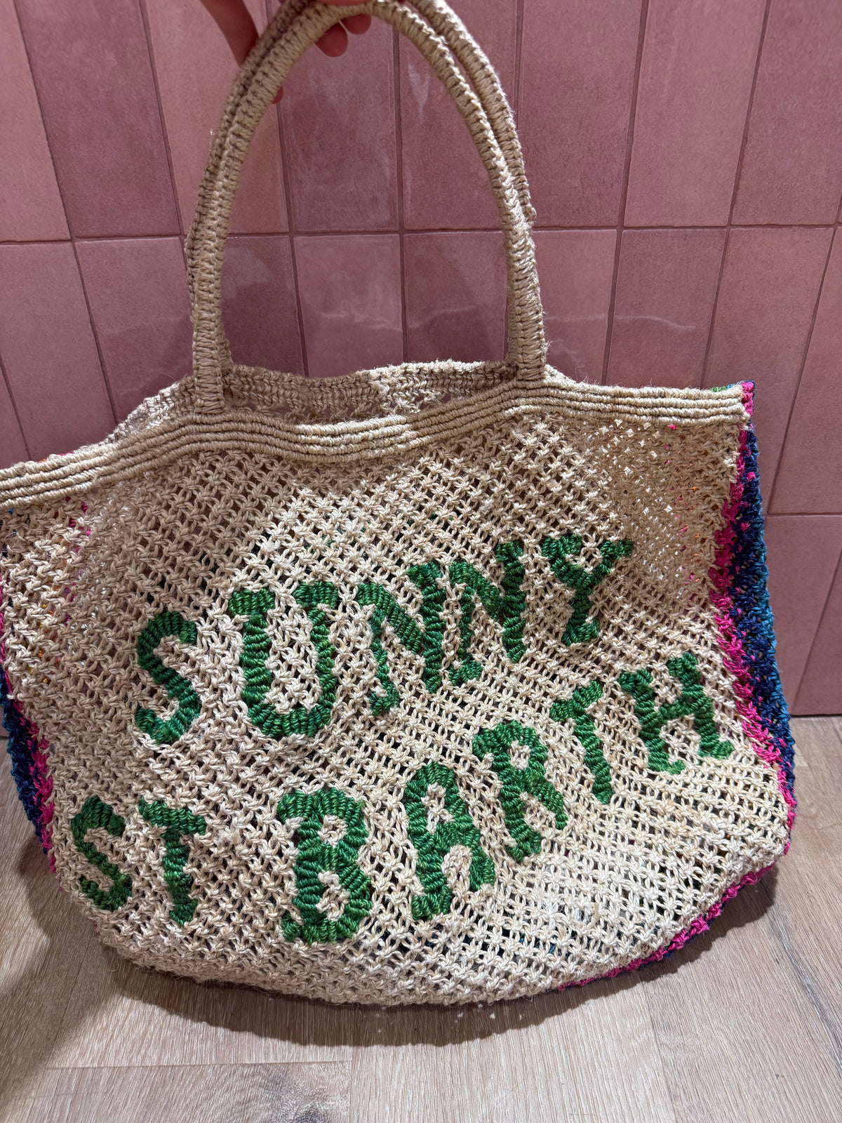 Sac cabas beige et rose 27/05