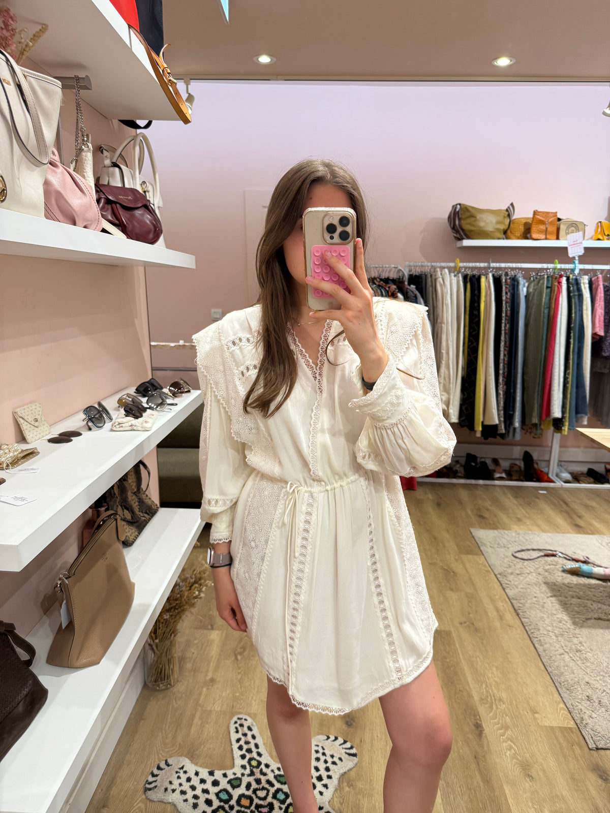 IRO Robe Blanche Robe dentelle manches longues T.L 01/07