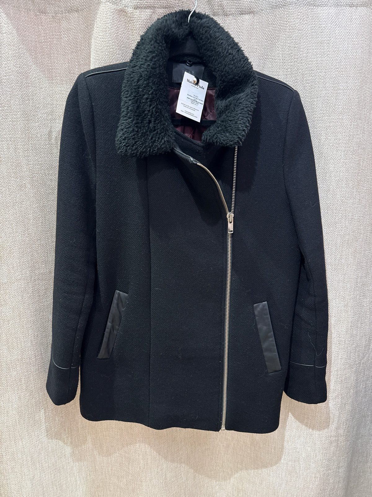 Manteau noir Ikks T.40 60% laine