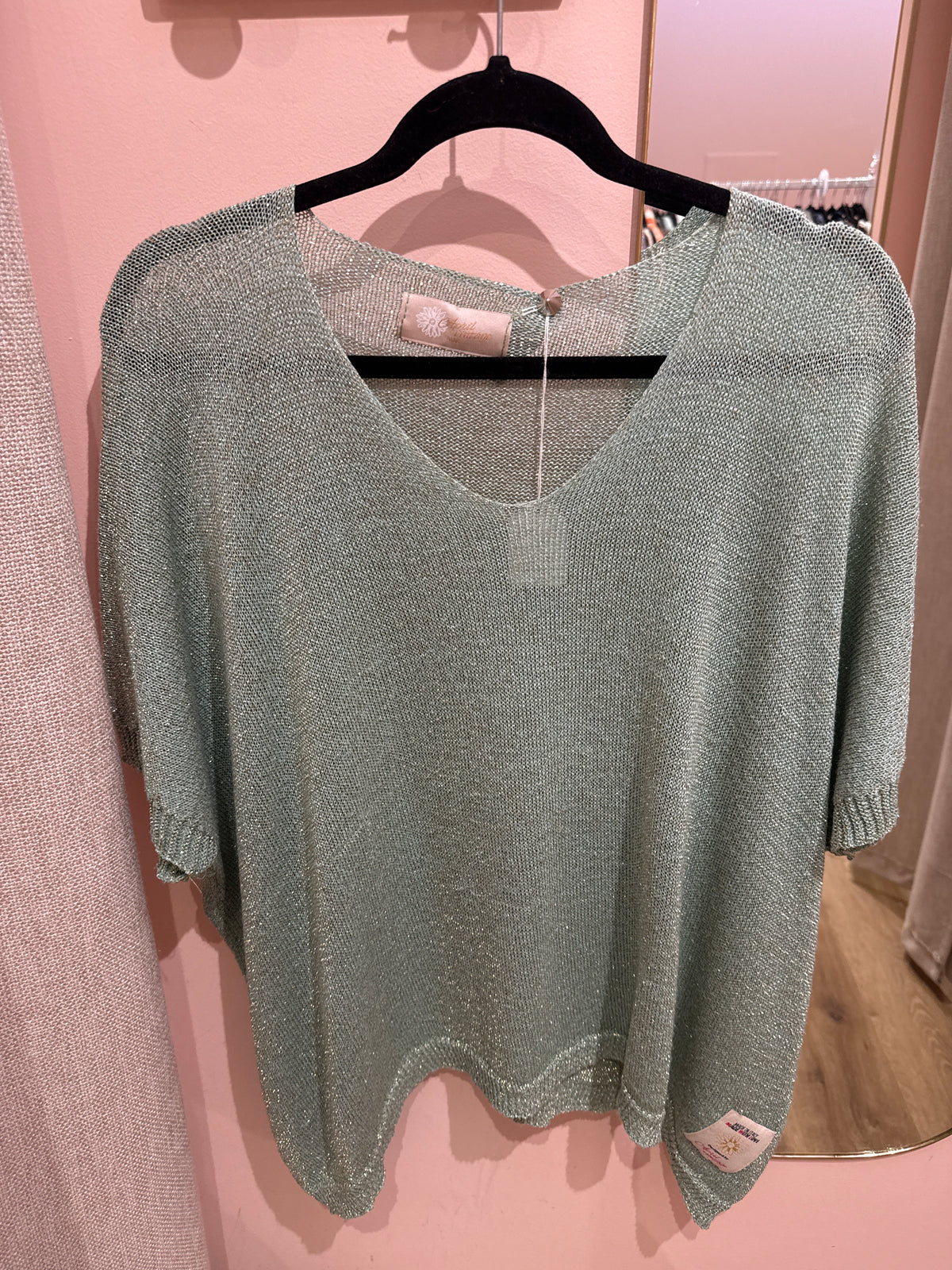 Pull brillant vert April T.U