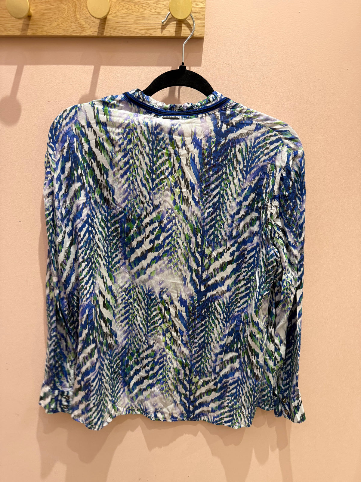 One Step - Blouse blanche taches vert/bleu - blanc taches vert bleu - 44