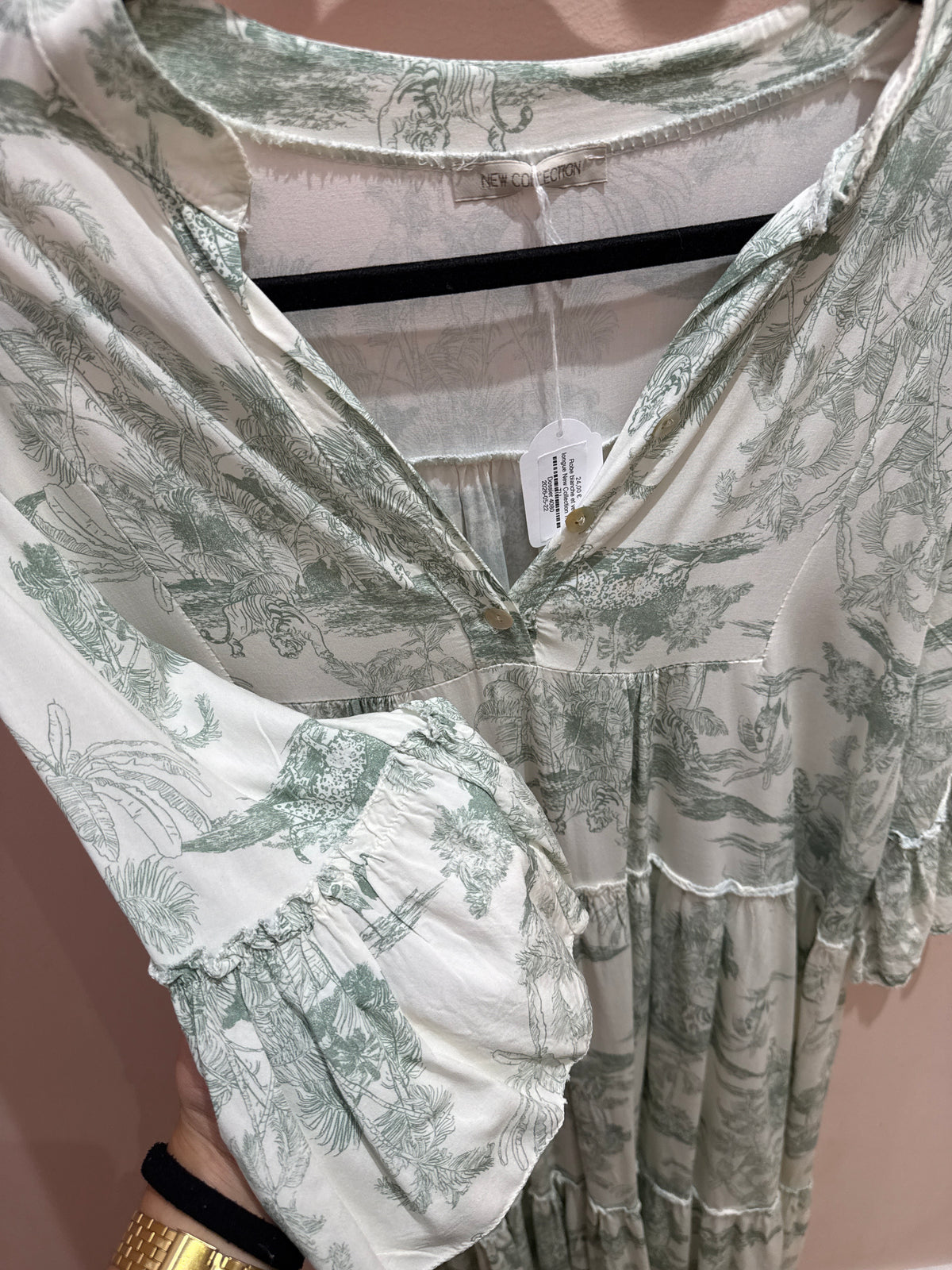 Robe blanche et verte longue New Collection T.U
