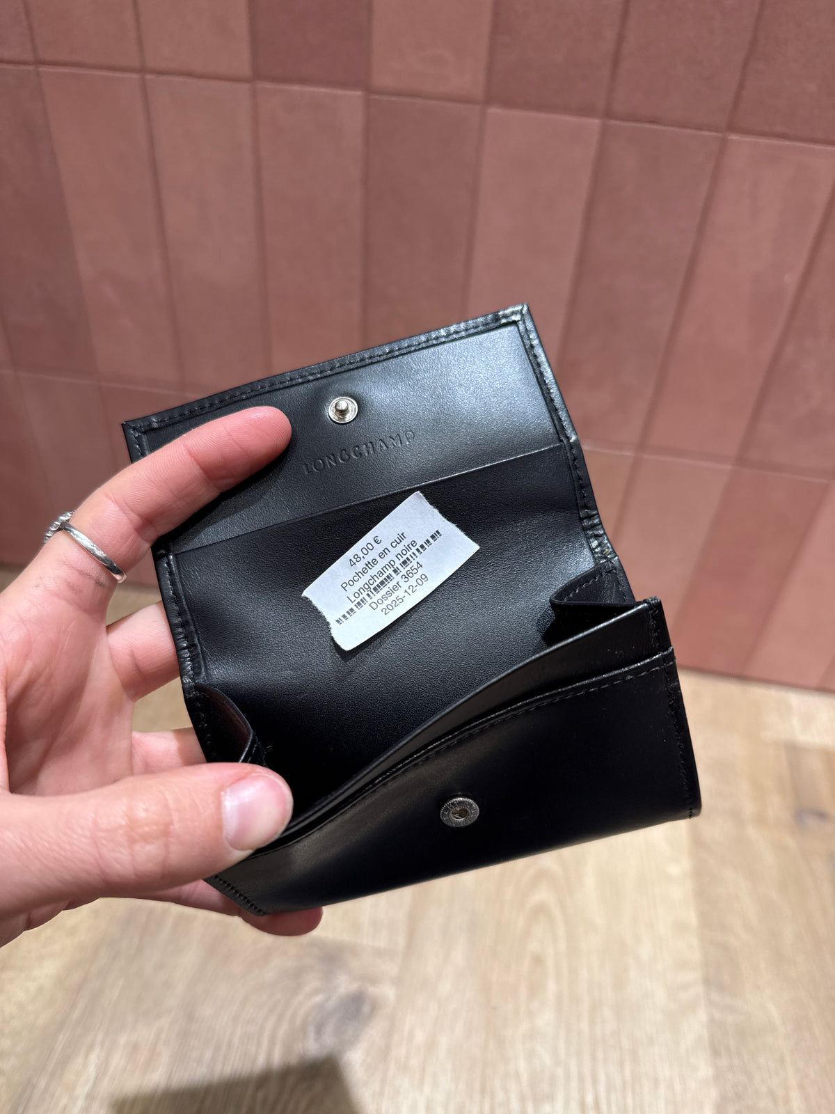 Pochette en cuir Longchamp noire