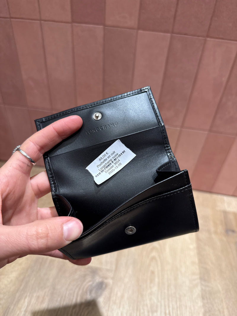 Pochette en cuir Longchamp noire