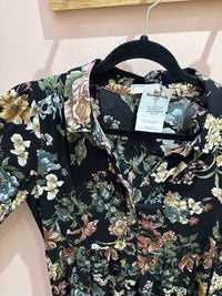 Robe longue manches longues Mango rose à fleurs T.M