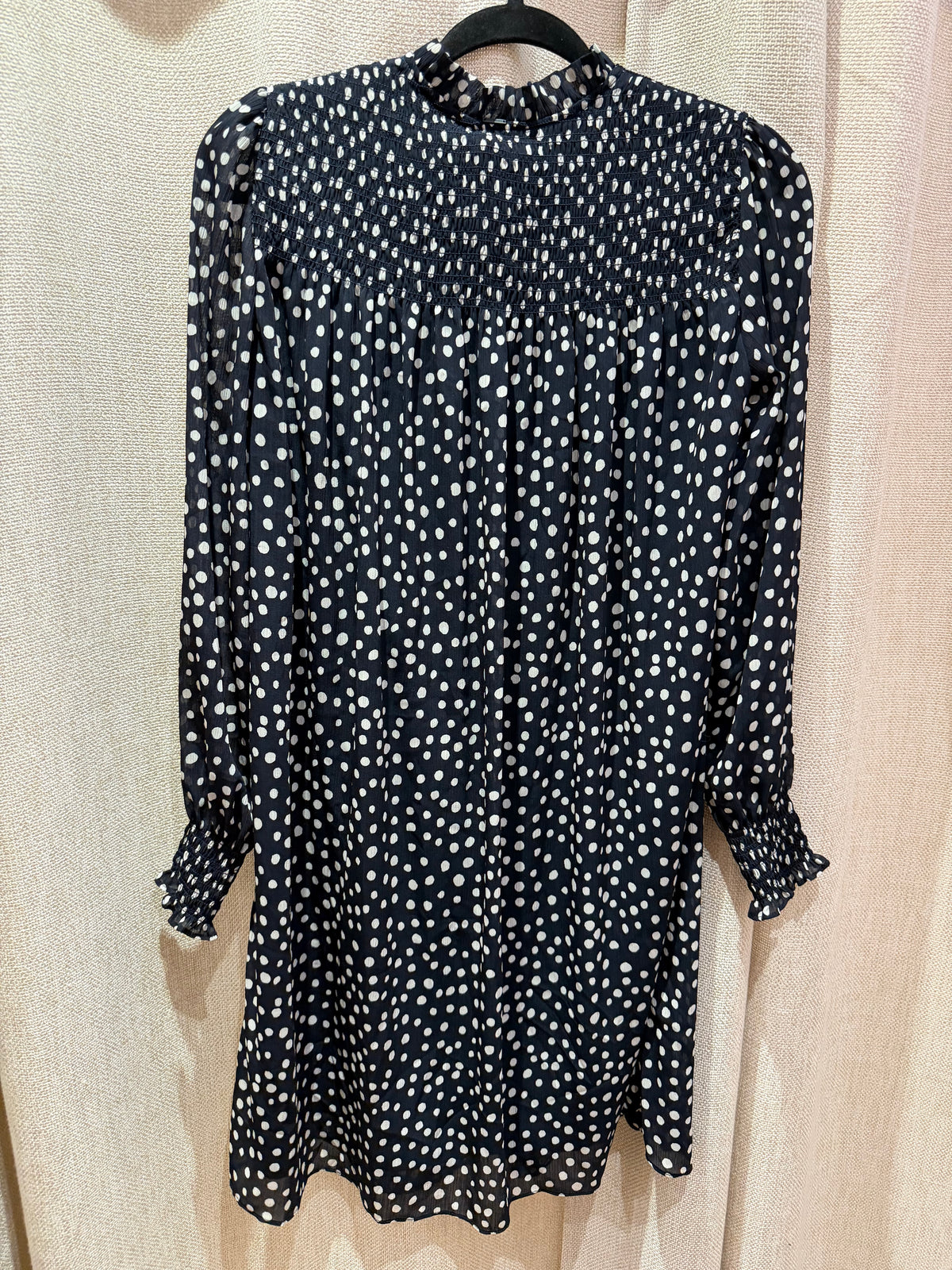 Robe bleu nuit et blanche à pois IKKS T.S 03-10