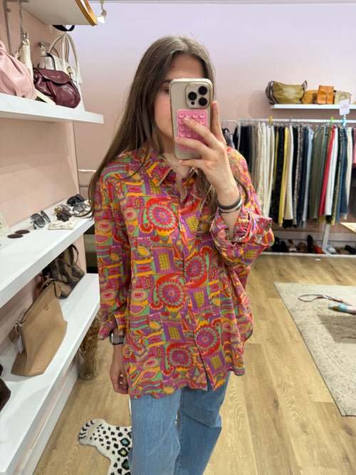 Ba&sh Chemise Orange et verte Chemise longue T.M 01/07