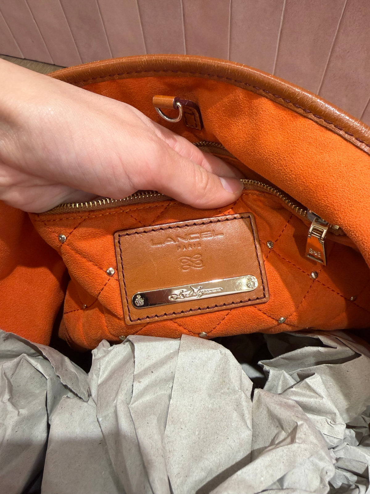 Sac beige et orange Lancel 21/10